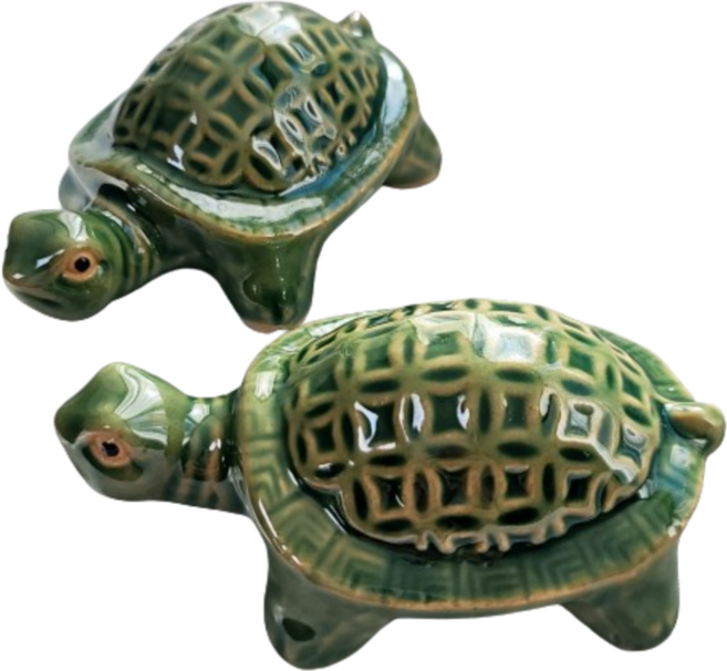 친집선 소형 생기 거북이 한 쌍 도자기 장식품 풍수 인테리어 소품