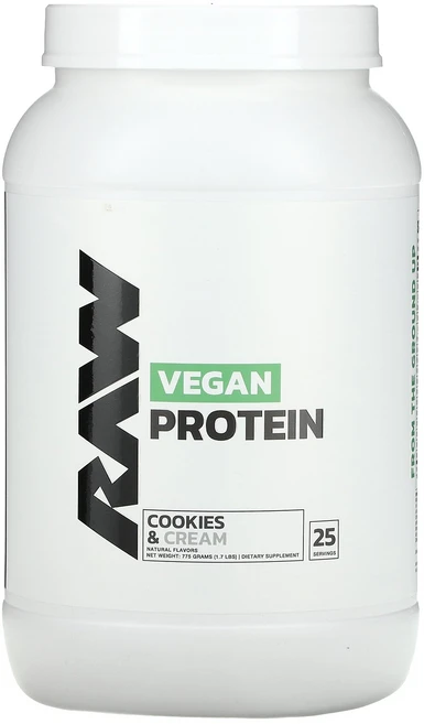 Raw nutrition 비건프로틴 식물성단백질 쿠키앤크림 25서빙 헬스보충제 로우뉴트리션, 775g, 1개 - 쿠팡