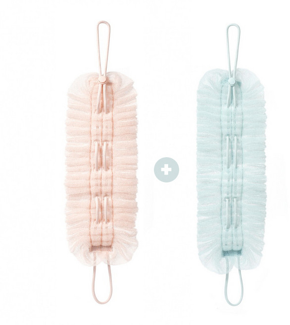 Pogeuni 거품 풍성 늘어나는 조절 변신 가능한 샤워 타올 볼 2in1 샤워볼, 1개, 2개입, 핑크+블루