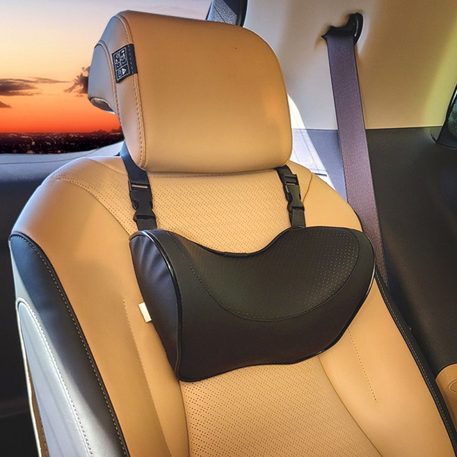 벤비아 차량용 어린이 목쿠션 가죽 목베개 유소아 아동 키즈 어린이집 유치원 초등학생 KC 인증 비행기 기차 자동차 00599, B-1 가죽 블랙 어린이, 1개