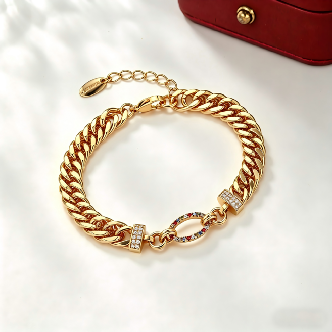 Lunire 여성 18K 팔찌 다층 후막 금도금 일상 착용 쉽게 변색되지 않음