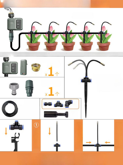 스마트 정원 관개 식물 타이머 밸브 원격 솔레노이드 스프링클러 급수 점적 투야, 싱글 제어 10m 10 지면 삽입형 분무기, 1개