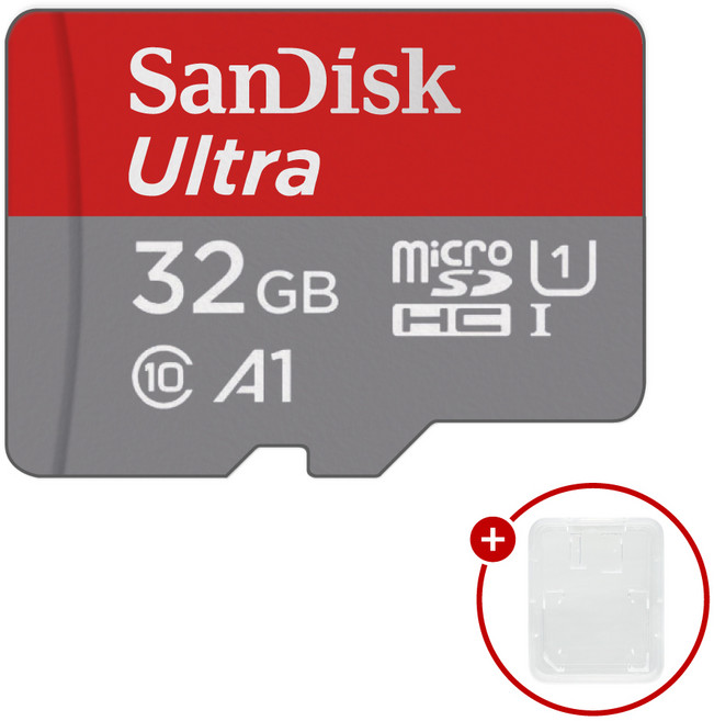 샌디스크 마이크로SD카드 Ultra A1 울트라 SDSQUA + SD카드 케이스 패키지, 1개, 32GB