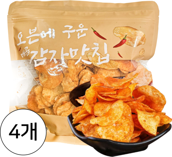 오븐에 구운 감자맛칩(매운맛), 4개, 300g