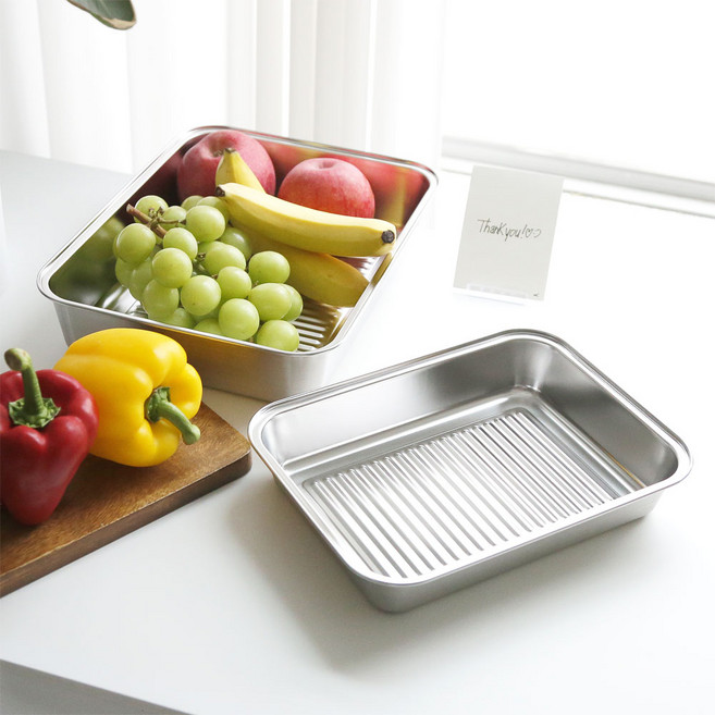 아베라 국산 304 스텐 사각 바트 트레이 튀김 돈까스 보관 시트팬 스테인리스 쟁반, 1개