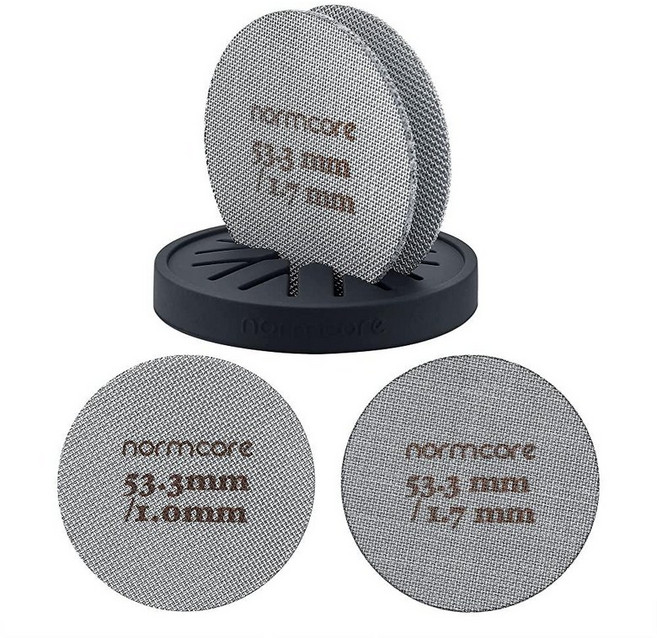 Normcore 53.3mm 퍽 스크린 - 하단 샤워 스크린 - 에스프레소 54mm 포타필터 바스켓용 금속 접촉 스크린 - 1.7mm 두께 150μm - 316 스테인리스 스, 2 Packs 53.3mm Puck Screen wit, 1개