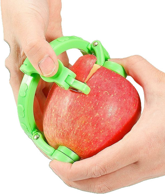 휴대용 사과 껍질 벗기는 기계 수동 회전 제스터 주방 도구 인체공학적 과일 껍질 벗기는 기계 과일 껍질 벗기기 및 나선형으로 자르기 781903, 녹색, 1개