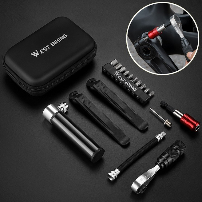 시그니처베이지 자전거 휴대용 공구 멀티툴 육각 렌치 수리 통 세트 정비 키트 YPZ348, 1개