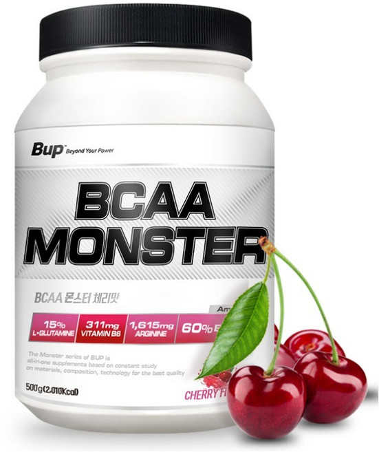 BUP BCAA몬스터 체리맛 류신 아미노산 헬스보충제 BCAA, 500g, 3개