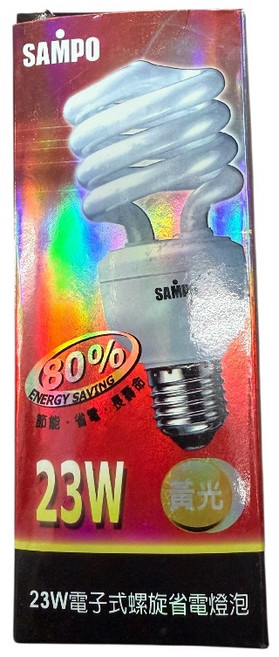 SAMPO聲寶 23W 電子式螺旋省電燈泡 黃光, 1個