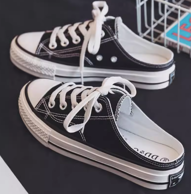 빅포레스트 여성 캐주얼 캔버스 하프 스니커즈 뮬