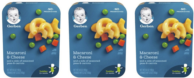 거버 마카로니 & 치즈 면 어린이 식품 187g, 3개