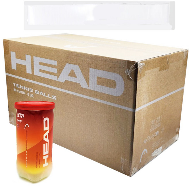 헤드 챔피언쉽 테니스공 테니스볼 캔볼 1박스(36캔/72볼) 사은품 그립1p, 옐로우, 36개