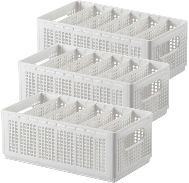 엔씨씨 단단한 접이식 칸칸이 옷정리 트레이 3p, 3개, S-6칸