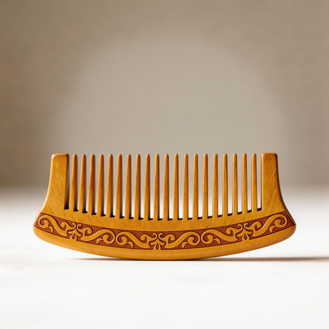 천연도목 부챗살무늬 빗 두피마사지 건강관리 길상 부챗빗, 1개, 원목색
