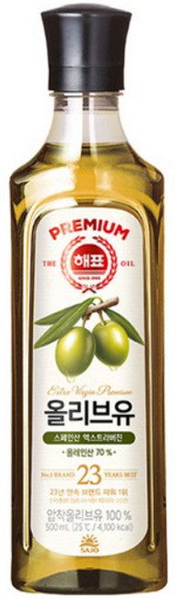 해표 압착 올리브유, 500ml, 5개