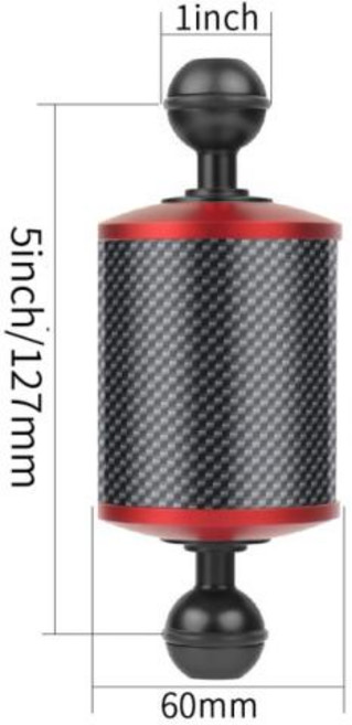 업그레이드 다이빙 탄소 섬유 부력 플로트 암 수중 압축 방지 1 인치 듀얼 볼 헤드 5 인치 8 인치 10 인치 12 인치 D60mm, 7) 5inch Mix A - with BGNIGN L