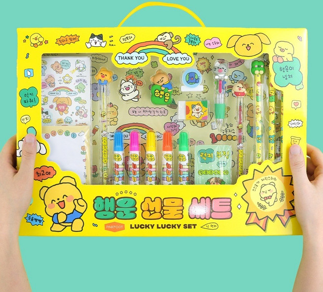 은리베 행운 선물 세트 학용품 선물세트 럭키부적 클로버, 1개, 행운선물세트