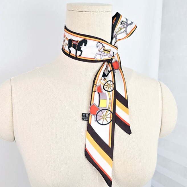 럭셔리 쁘띠 방도 스카프 부드러운 실키 여성 미니 타이 가방 롱스카프 포인트 코디 오피스룩