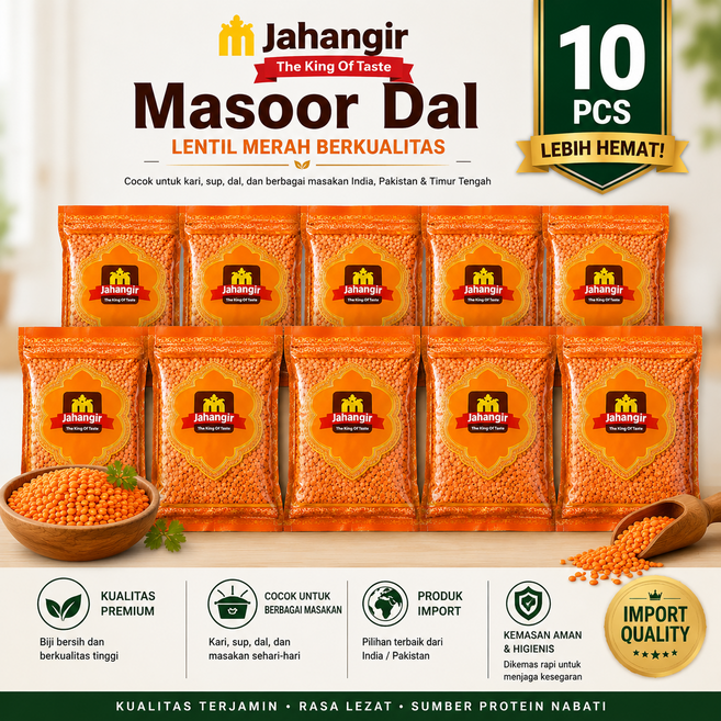 Jahangir Red Split Lentils Masoor Dal 렌틸콩 마수달 마수르달, 800g, 10개