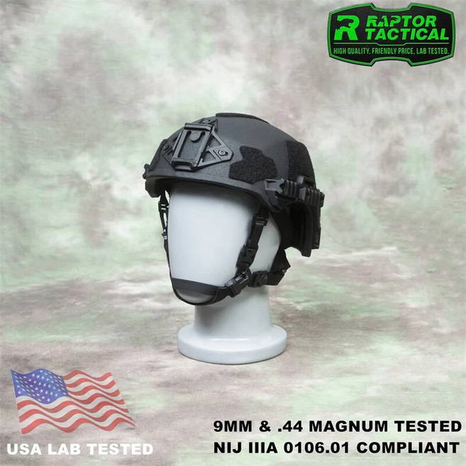 경량안전모 안전헬멧 산업현장 안전용품 Raptor Tactical Team Wendy NIJ 레벨 3A 0106.01 탄도 헬멧 IIIA UHMWPE 방탄 9mm .44mag, M, Black