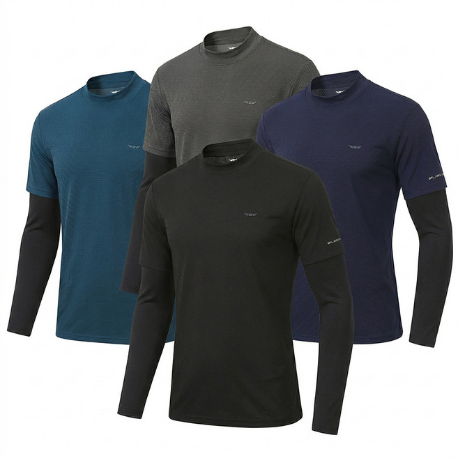 BFL 남성 냉감 반목 쿨티 프리미엄 토시 일체형 티셔츠 스포츠 골프웨어 등산 작업복