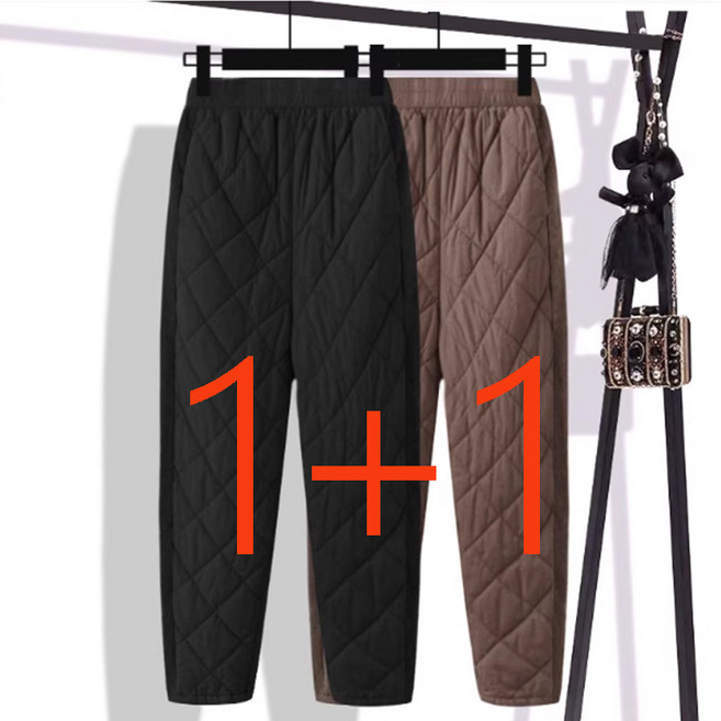 ORZQU 여성 겨울 도톰 누빔 솜 패딩 팬츠 따뜻한 빅사이즈 방한바지1+1