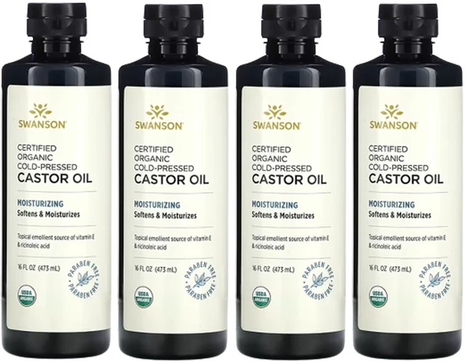 스완슨 유기농 인증 냉압착 캐스터오일 473ml(16fl oz), 4개, 473ml - 쿠팡