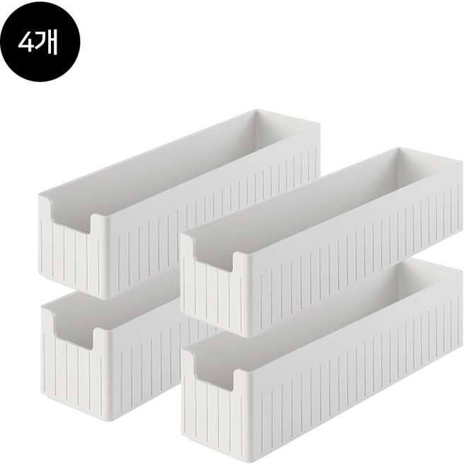 국내생산 타이디 정리함 [낮은형(슬림대)] 4개 팬트리 수납 보관 정리함 (바구니), 화이트