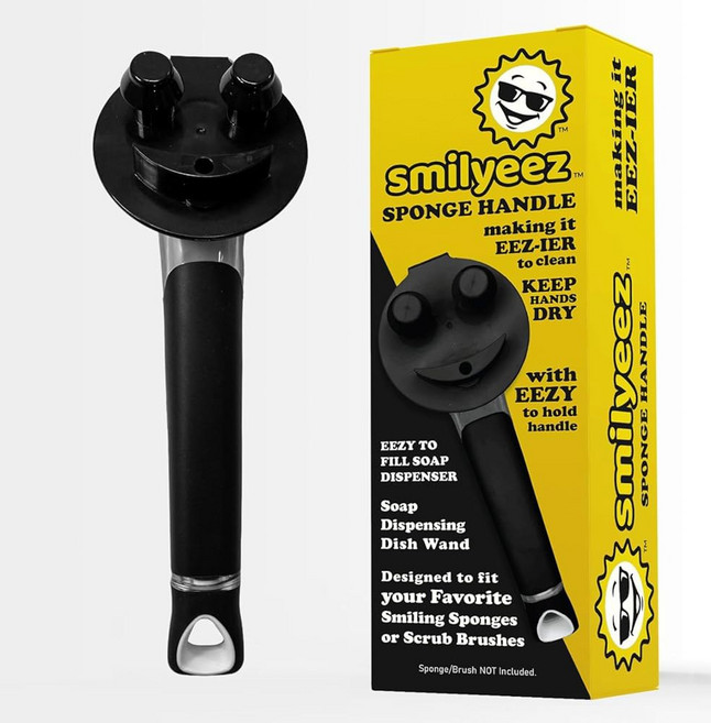 스크럽 대디(Reg. TM) 스펀지와 모지 스펀지(보라색)를 위한 비누 디스펜싱이 포함된 오리지널 스마일 핸들, 블랙, 1개