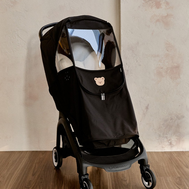 돗투돗 원패치 유모차 방풍 커버, 1개, 돗꼼(블랙)