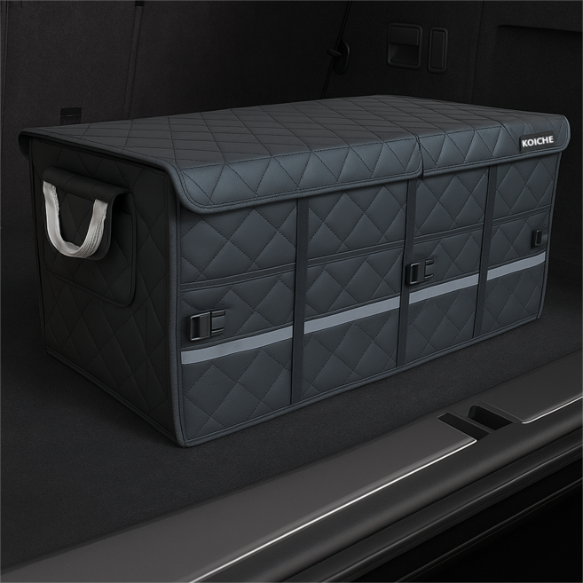 코이체 자동차 접이식 트렁크 정리함 대형66L, 올블랙