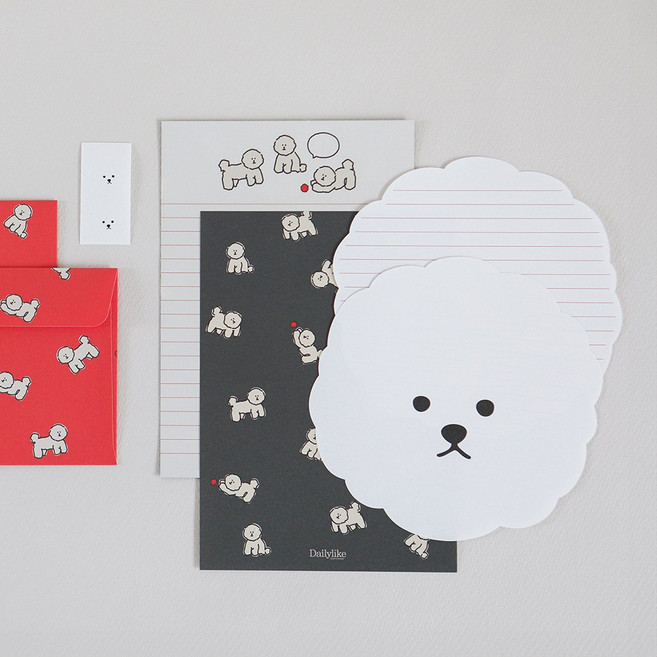 다우니 비숑 ch 모양 편지지세트 - 01 Downy bichon