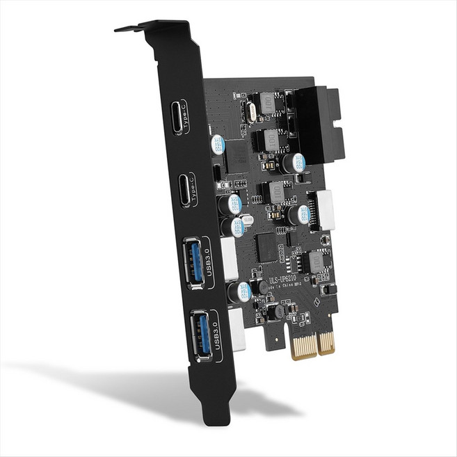 ULS-6210 6- 포트 USB PCIE 카드 PCI Express to Type C (2) USB Type-A (2) 확장 카드, 01 Black, 01 Black, 1개
