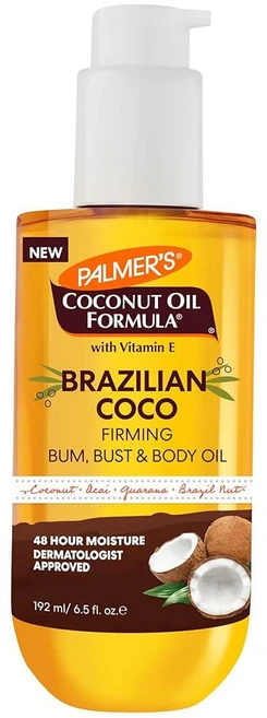 Palmer's 코코넛 오일 포뮬라 브라질 코코 퍼밍 바디 비타민 E 함유 180ml 6.5액량 온스 부랑자 가슴 배의 피부 타이트닝 탄력에 도움 48시간 수분 제공 피부과 전 - 쿠팡
