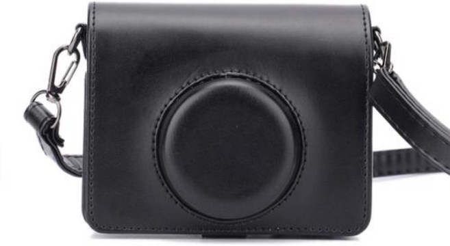 X100V 카메라 스트랩 어깨 스트랩이 있는 하드 쉘 가방 후지필름 인스탁스 미니 EVO 액세서리 PU 가죽 크리스탈 EVA 패턴, 5) Horizontal Black, 1개