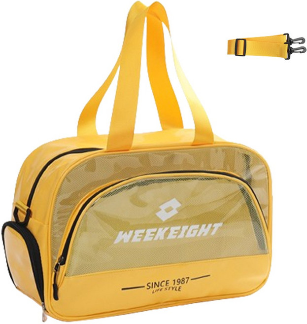 WEEK EIGHT 游泳收納包 防水乾濕分離包 獨立鞋倉 可拆卸肩帶, 運動黃(贈背帶)