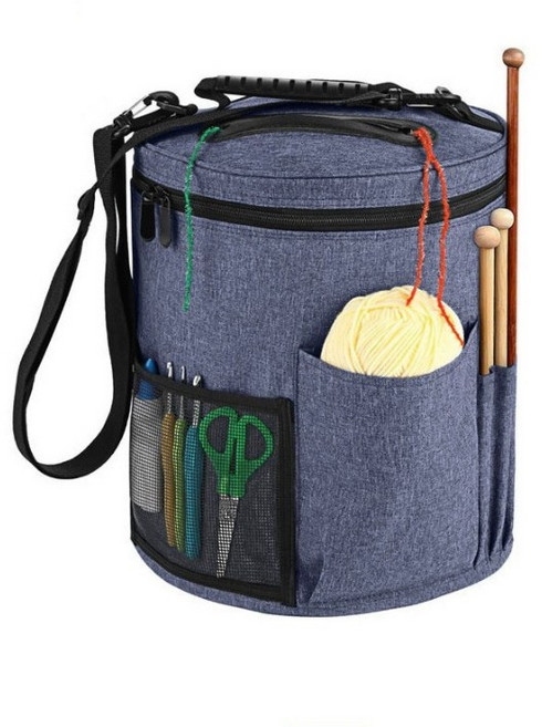 보스케 뜨개질 가방 도구 수납 정리, 블루(원통형), 1개
