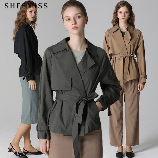 쉬즈미스 쉬즈미스(SHESMISS) 벨티드 숏 트렌치코트 (택가격:278000원)