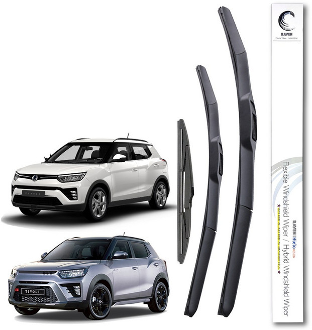 레이븐 티볼리 티볼리에어 하이브리드 와이퍼 600mm 400mm 세트, 전면+후면 와이퍼세트, 베리 뉴 티볼리 (19년~현재) 2416+10