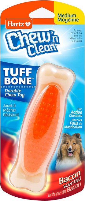 하츠 츄 앤 클린 터프 본 베이컨 향의 치과용 개 장난감 - 엑스트라 스몰, 1 Count (Pack of, green, orange,, clean tuff bone