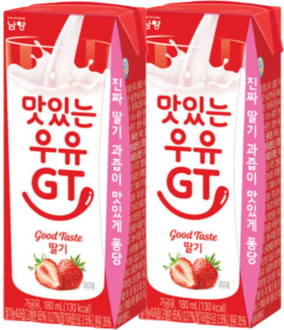 남양 맛있는우유gt 180ml 딸기우유 12팩, 12개