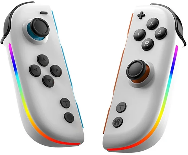 닌텐도 스위치/라이트/OLED용 새로운 RGB 조이콘 게임패드 LED 컨트롤러 듀얼 진동 터보 기능이 있는 L/R, 10 White