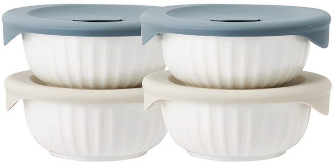 락앤락 바로한끼 도자기 밥용기, 4세트, 몸체 250ml + 뚜껑