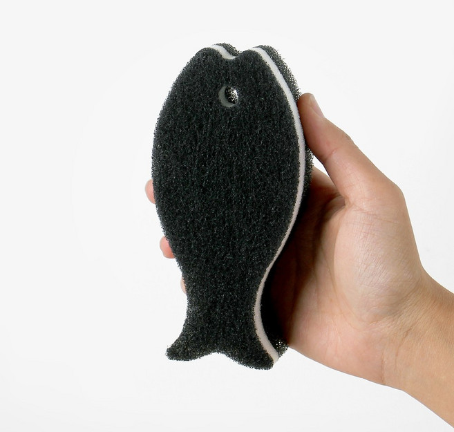 일본 마나 물고기 스펀지 수세미 하드타입 / K180BK, 1개, 1개