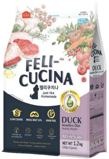 펠리쿠치나 (오리-1.2kg) 습식사료 기호성탁월 (간식증정), 단품, 1개, 1.2kg