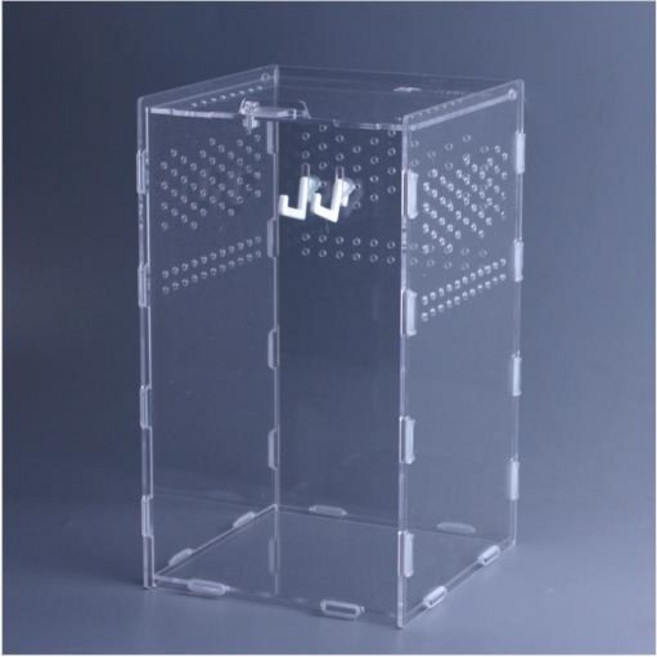 아크릴 도마뱀 타란튤라사육장 크레스티드 게코 붙이류 파충류 팩맨 개구리 세로형 케이지, 1개, 투명