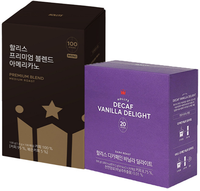 [할리스] 프리미엄 블렌드 아메리카노 100T + 디카페인 바닐라딜라이트 20T