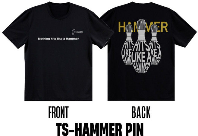 해피볼 - 햄머 볼링 핀 라운드 티셔츠 남녀공용