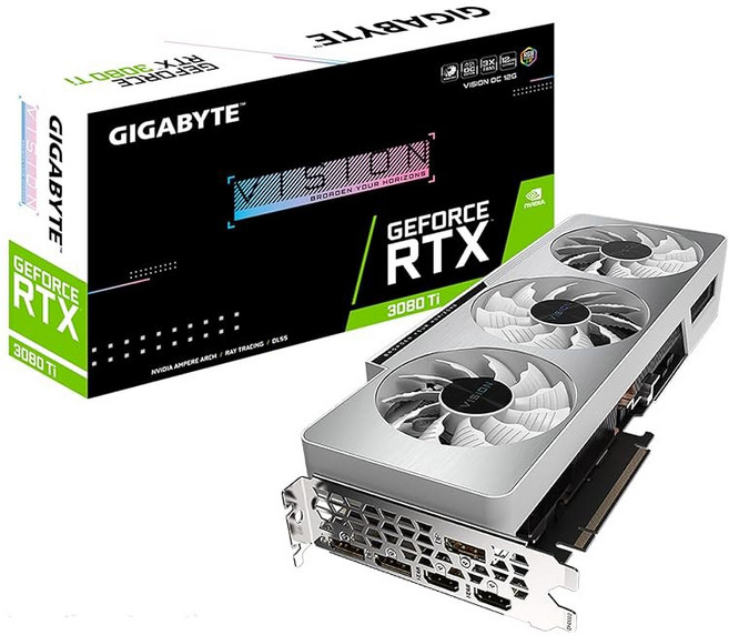 기가바이트 지포스 RTX 3080 Ti 비전 OC 12G 그래픽 카드 3배 윈드포스 팬 12GB 384비트 GDDR6X GV-N308TVISION OC-12GD 비디오, 기가바이트 지포스 RTX 3080 Ti 비전 OC 12, 1개